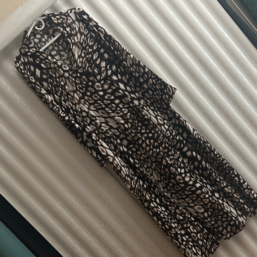 Vero Moda Brown and Black Animal Print Midi Dress